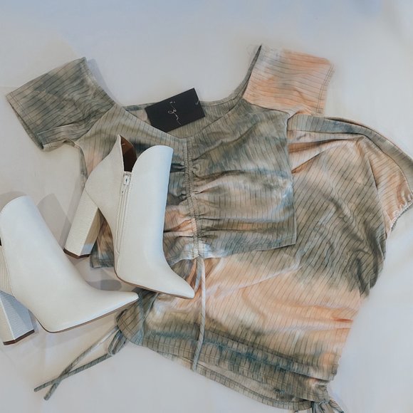 Night Out Tie Dye Crop Top Sage/Blush - Picture 2 of 3